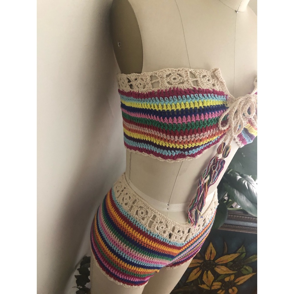 Handmade Cotton-Crochet Colorful-Swimsuit - Picture 4 of 7